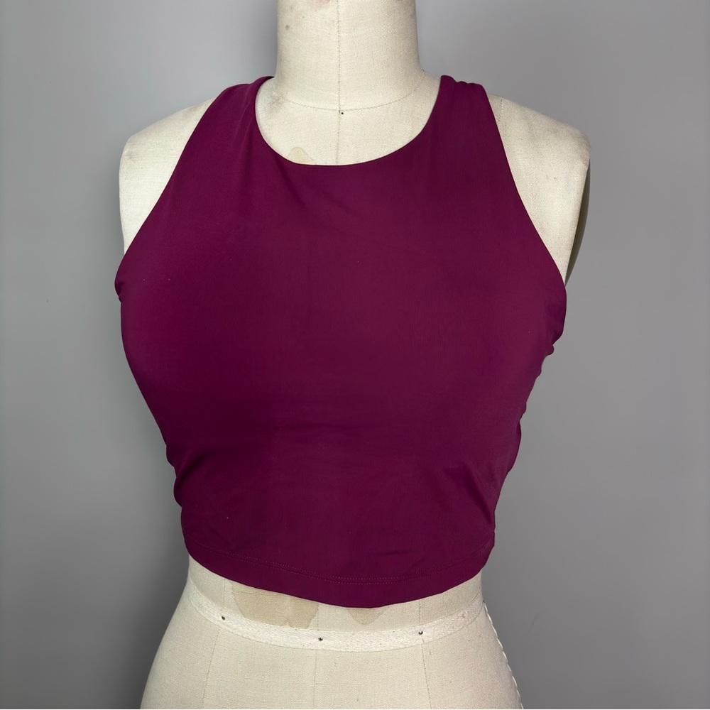 2 CRZ YOGA Plum and Hot Pink High-Neck Crop Tank